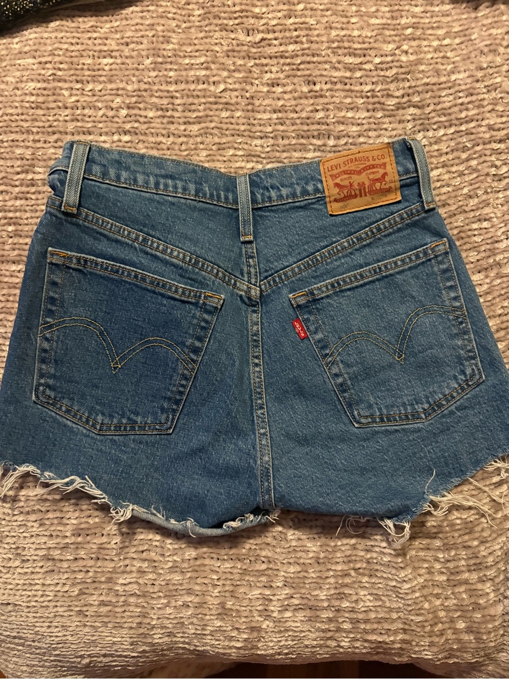 Levi's Medium Blue Denim Cutoff Shorts with Raw Hem